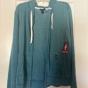 Dark teal hoodie zip-up sweater